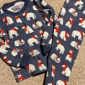 Sara's Prints Polar Bear Pajama Set - Navy and Red